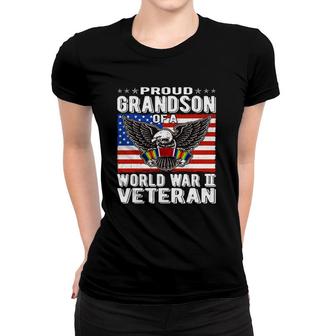 Proud Grandson Of A World War 2 Veteran Patriotic Ww2 Gift Women T-shirt | Mazezy