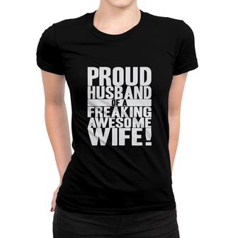 Proud Husband Of A Freaking Awesome Wife Women T-shirt | Mazezy