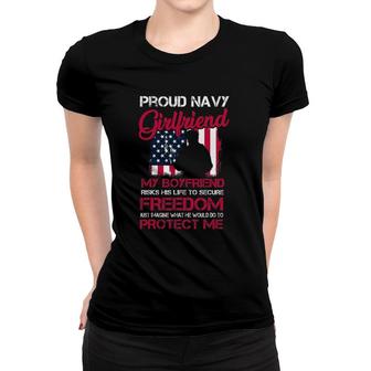 Proud Navy Girlfriend Military Girlfriend Veteran Women T-shirt - Thegiftio UK