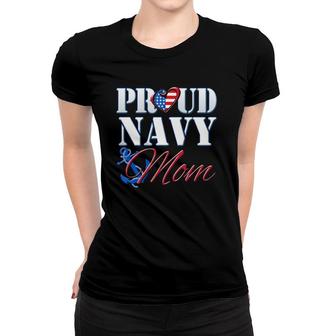 Proud Navy Mom Usa Heart American Flag Mothers Day Women T-shirt | Mazezy