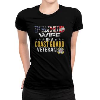 Proud Wife Of A Coast Guard Veteran American Flag Military Tank Top Women T-shirt | Mazezy