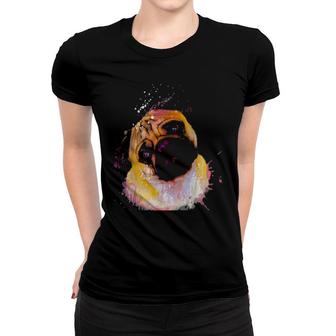 Pug Watercolors Dog Dogs Dog Mom Clothing Paws Doggy Women T-shirt | Mazezy