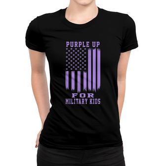Purple Up For Military Kids Month Military Army Soldier Kids Women T-shirt - Seseable