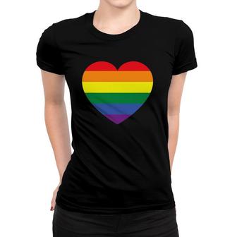 Rainbow Flag Colored Heart Lgbtq Lesbian Gay Women T-shirt | Mazezy