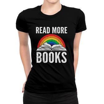 Read More Books Reading Vintage Retro Rainbow Women T-shirt | Mazezy