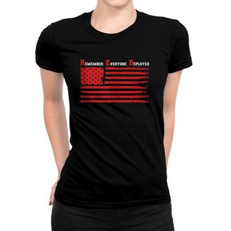 RED Flag Remember Everyone Deployed - Support The Troops Women T-shirt | Mazezy