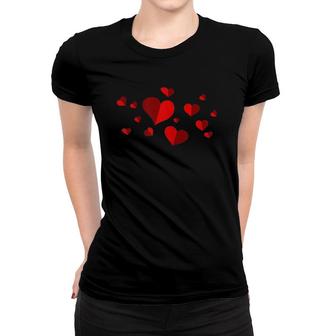 Red Hearts Valentine's Day Love Gift Girls Teens Vintage Women T-shirt | Mazezy