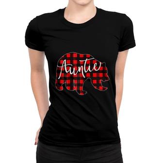 Red Plaid Auntie Bear Matching Pajama Family Buffalo Women T-shirt - Thegiftio UK