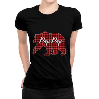 Red Plaid Poppop Bear Matching Pajama Family Buffalo Women T-shirt | Mazezy