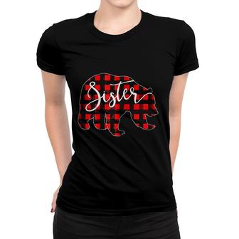 Red Plaid Sister Bear Matching Pajama Family Buffalo Women T-shirt - Thegiftio UK