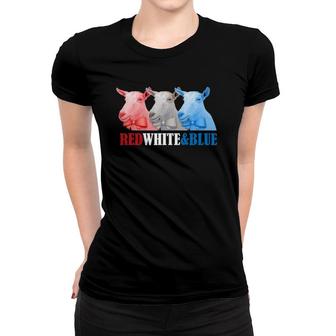 Red White & Blue Goat Tee Funny 4Th Of July Women T-shirt | Mazezy