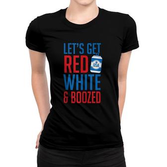 Red White And Boozed 4Th Of July Drinking Women T-shirt | Mazezy