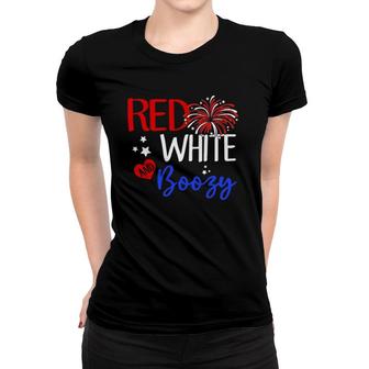 Red White & Boozy 4Th Of July Usa Jesus Patriotic American Women T-shirt | Mazezy