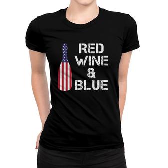 Red Wine Blue Loves 4Th Of July Patriotic National Women T-shirt | Mazezy