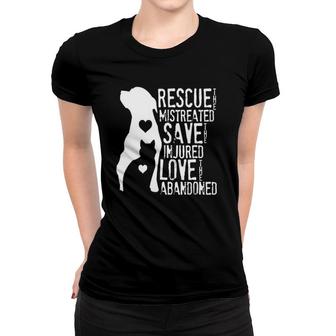 Rescue, Save, Love Animal Rescue, Dog Lover Cat Lover Women T-shirt | Mazezy