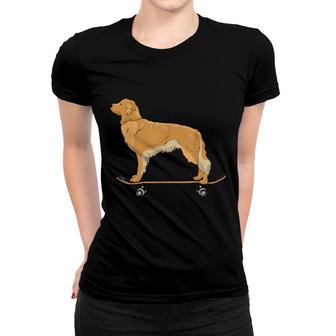 Retriever On Skateboard Cute Skater Dog Puppy Women T-shirt | Mazezy