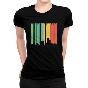 Retro 1970S Style Winston-Salem North Carolina Skyline Women T-shirt | Mazezy