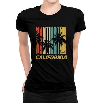 Retro Huntington Beach California Palm Trees Vacation Women T-shirt | Mazezy