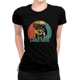 Retro Lake Erie Walleye Fishing Souvenir Women T-shirt | Mazezy