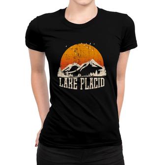 Retro Lake Placid Mountain Travel Image Souvenir State Pride Women T-shirt | Mazezy