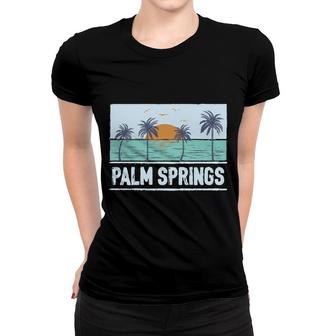 Retro Palm Springs California Tropical Sunset Beach Vacation Women T-shirt | Mazezy