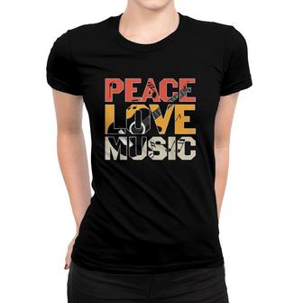 Retro Peace Love Music Guitar Lover Women T-shirt | Mazezy