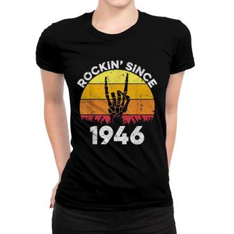 Rockin Since 1946 75 Years Old 75Th Birthday Rock And Roll Women T-shirt | Mazezy