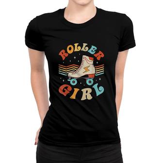 Roller Girl Skater Skating Retro Vintage 70s 80s Skates Women T-shirt - Seseable