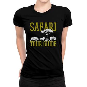 Safari Tour Guide Africa Rhino Lion Elephant Kenya Tanzania Women T-shirt | Mazezy