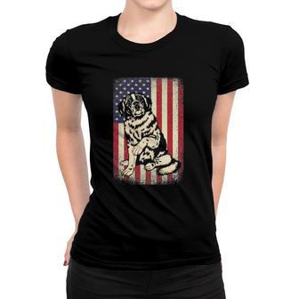 Saint Bernard American Vintage Flag Patriotic Dog Gift Women T-shirt | Mazezy