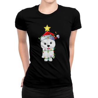 Samoyed Dog Xmas Lighting Tree Matching Samoyed Christmas Women T-shirt | Mazezy