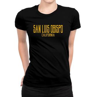 San Luis Obispo California Ca Vintage Text Amber Print Pullover Women T-shirt | Mazezy
