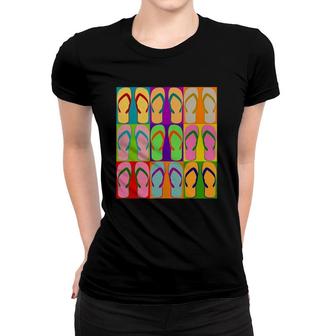 Sandal Flip Flop Pop Art Retro Graphic Summer Sun Vacation Women T-shirt | Mazezy