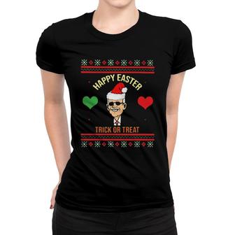 Santa Biden Happy Easter Trick Or Treat Ugly Christmas Women T-shirt | Mazezy