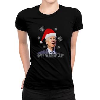 Santa Biden Happy Fourth Of July Ugly Christmas Women T-shirt | Mazezy