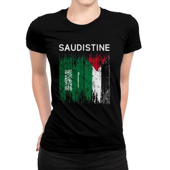 Saudi And Palestinian Flag Saudi Arabia And Palestine Unity Women T-shirt | Mazezy