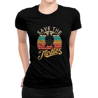 Save The Turtles Animal Rights Sea Turtle Retro Style Gift Women T-shirt | Mazezy