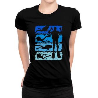 Scuba Diving Vintage Retro Scuba Diver Dive Women T-shirt | Mazezy