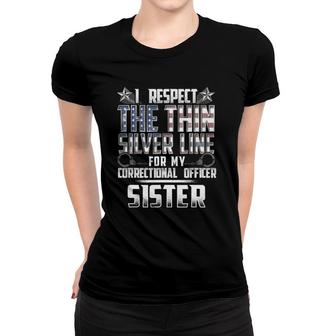 Sister Thin Silver Line Correctional Officer Women T-shirt | Mazezy