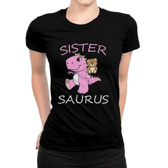 Sistersaurus Rex Sister Saurus Dinosaur Little Girls Premium Women T-shirt | Mazezy