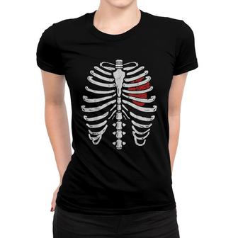 Skeleton Rib Cage Xray Halloween Heart Showing Black Outline For Men & Women Women T-shirt | Mazezy