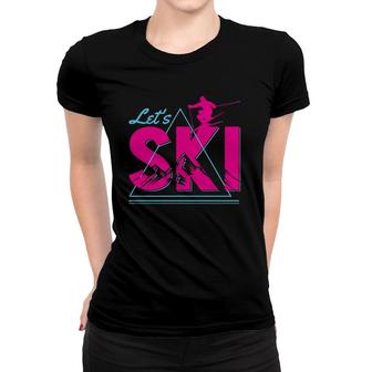 Ski Retro Vintage Winter Sports Skiing Skier Gift Women T-shirt | Mazezy