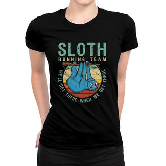 Sloth Running Team Funny Marathon Runner Gift Women T-shirt | Mazezy