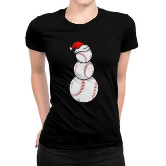 Snowman Baseball Christmas Women T-shirt | Mazezy