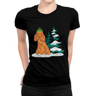 Snowy Winter Animal Dog Cute Pet Dog Owner Poodle Women T-shirt | Mazezy