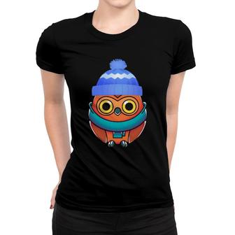 Snowy Winter Animal Owl Cute Wise Bird Forest Owl Women T-shirt | Mazezy