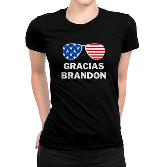 Snugglesses American Flag Gracias Brandon Let's Go Brandon Fjb Women T-shirt | Mazezy