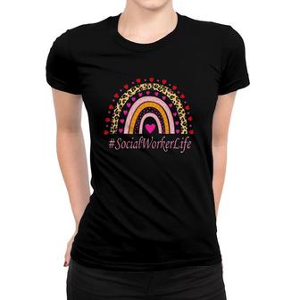 Social Worker Nurse Leopard Rainbow Nurse's Week Women T-shirt | Mazezy