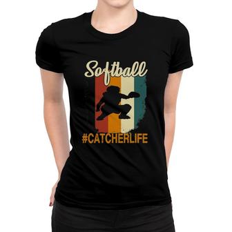 Softball Catcher Funny Retro Softball Women T-shirt | Mazezy