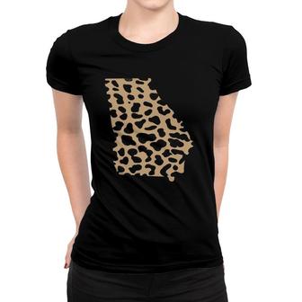 State Of Georgia Leopard Print Design Women T-shirt | Mazezy